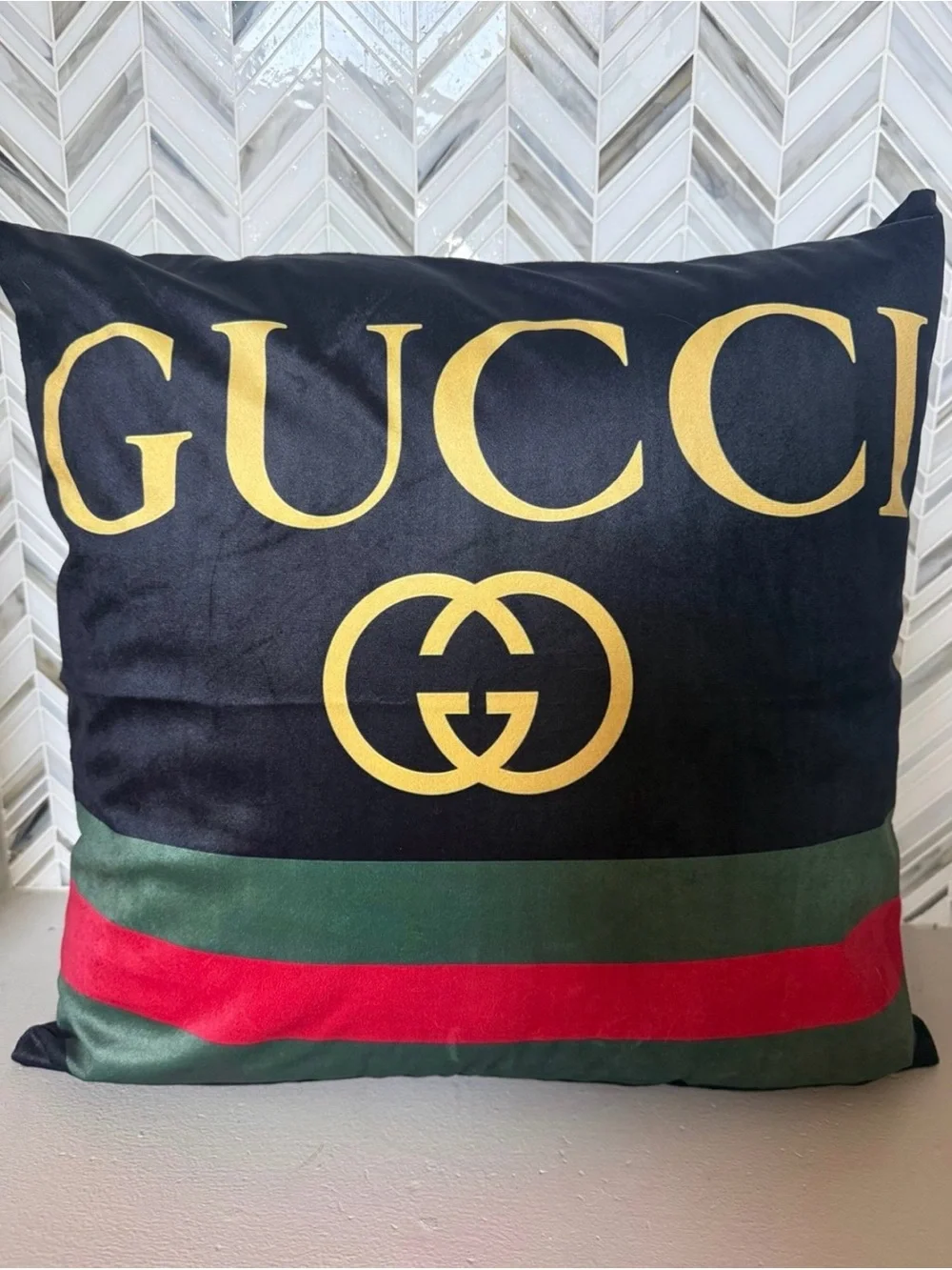 NEW! Black, red and green pillow 18”x 18”